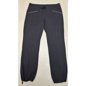 Athleta Metro Slouch Pant Women Large x 32” Black Straight Cinch Hem Zip Pockets
